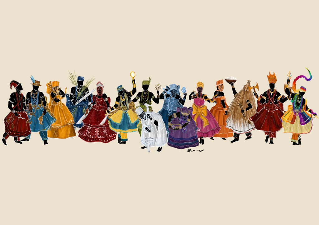 Illustration de groupe des Orixás